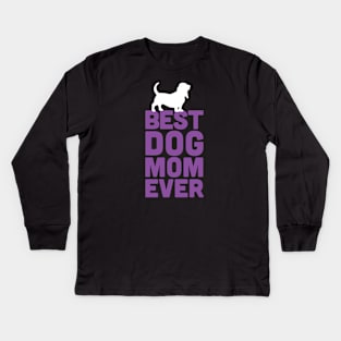 Best Basset Hound Dog Mom Ever - Purple Dog Lover Gift Kids Long Sleeve T-Shirt